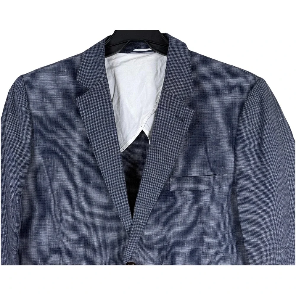 Frank and Oak Blazer Mens 44 Blue 100% Linen Laurier Fit Unstructured Sport Coat